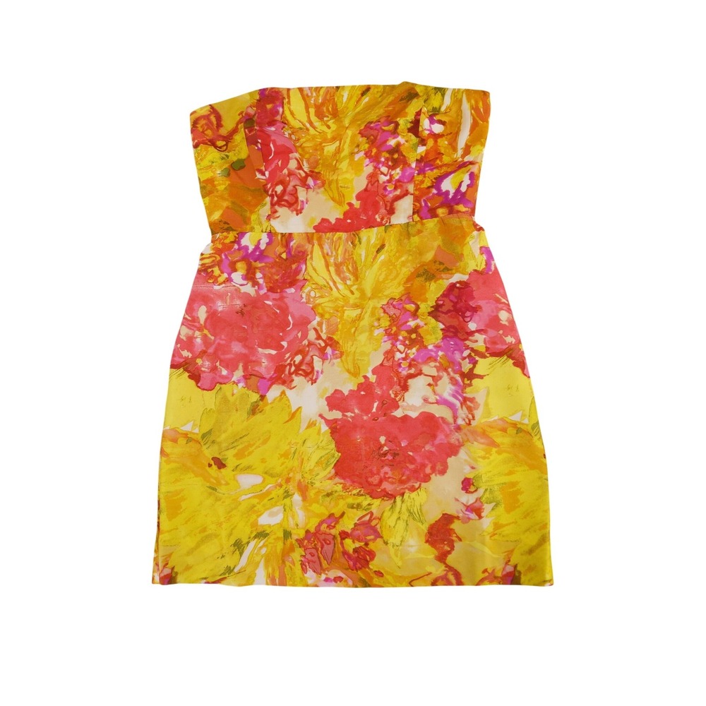 J.Crew Strapless Silk Mini Dress Women 6 Floral Print A-Line Bodice Pockets‎